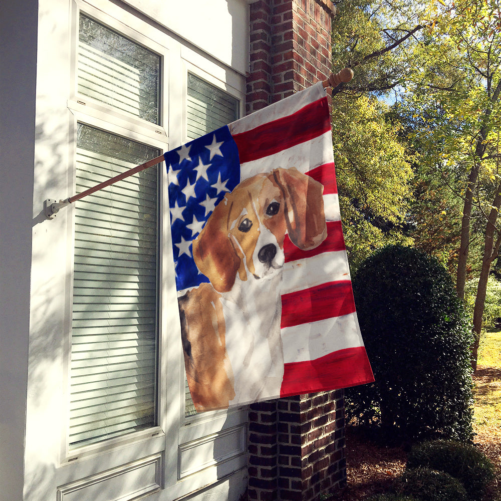 Beagle Patriotic House Flag 28x40 Porch Sleeve Pole Decorative Outside Yard Banner Artwork Wall Hanging, Polyester