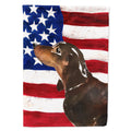 Black and Tan Dachshund Patriotic House Flag 28x40 Porch Sleeve Pole Decorative Outside Yard Banner Artwork Wall Hanging, Polyester
