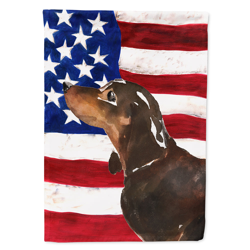 Black and Tan Dachshund Patriotic House Flag 28x40 Porch Sleeve Pole Decorative Outside Yard Banner Artwork Wall Hanging, Polyester