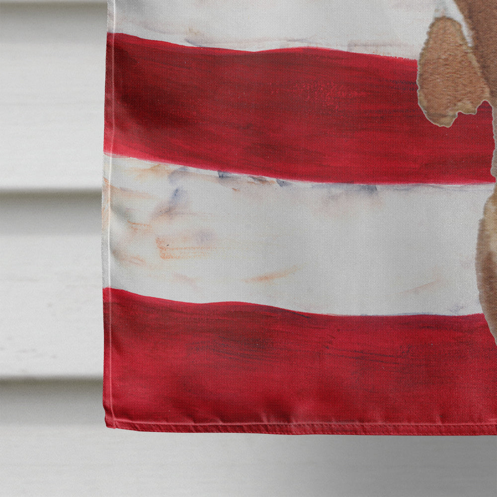 Red Tan Dachshund Patriotic House Flag 28x40 Porch Sleeve Pole Decorative Outside Yard Banner Artwork Wall Hanging, Polyester