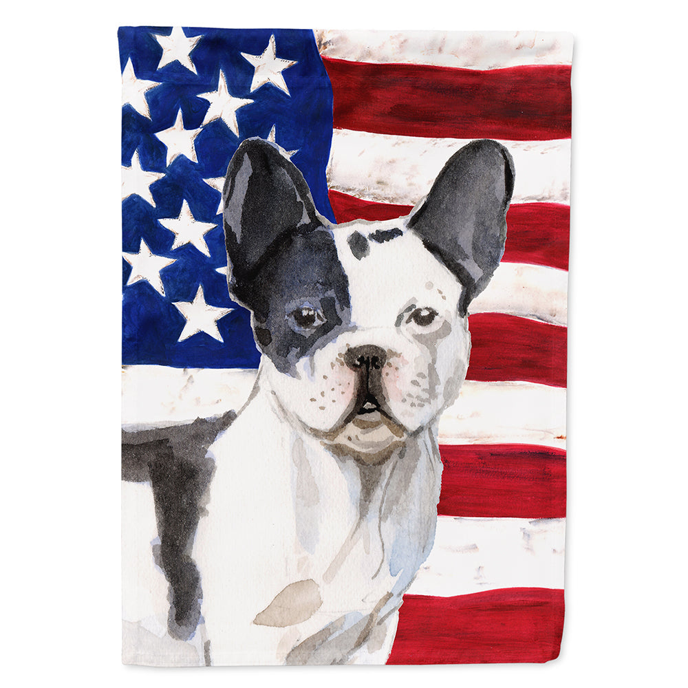 Black White French Bulldog Patriotic House Flag 28x40 Porch Sleeve Pole Decorative Outside Yard Banner Artwork Wall Hanging, Polyester