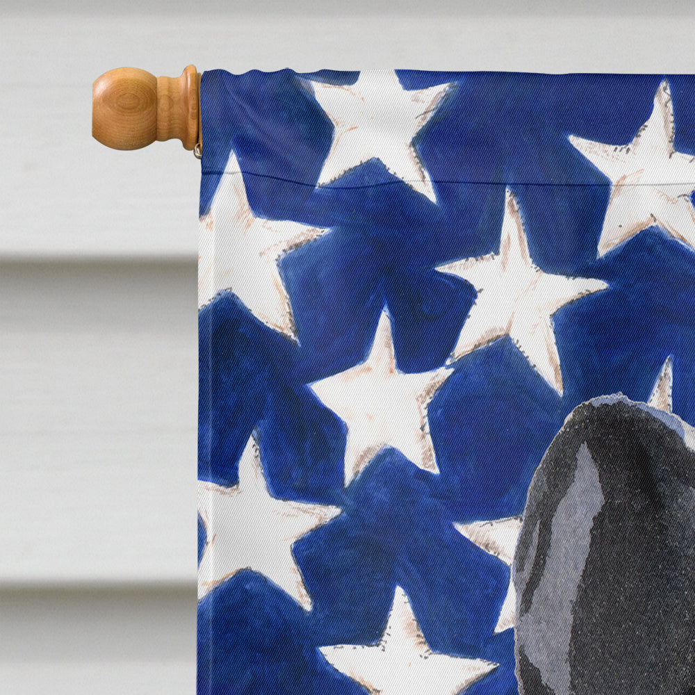 Black White French Bulldog Patriotic House Flag 28x40 Porch Sleeve Pole Decorative Outside Yard Banner Artwork Wall Hanging, Polyester