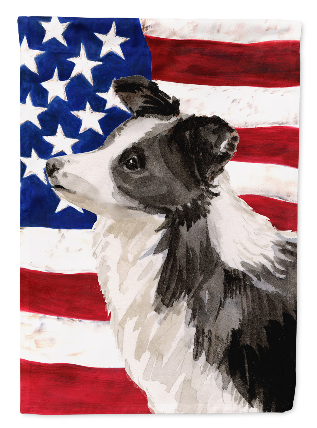 Border Collie Patriotic House Flag 28x40 Porch Sleeve Pole Decorative Outside Yard Banner Artwork Wall Hanging, Polyester