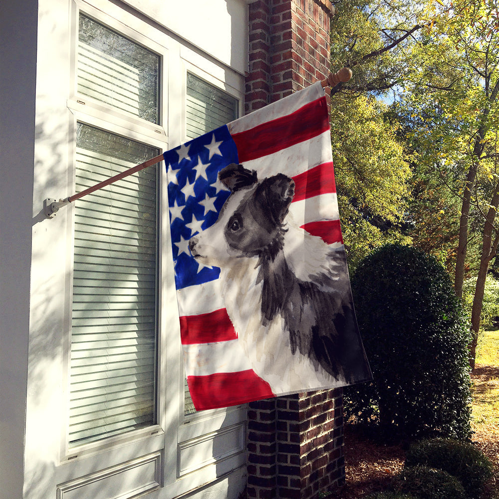 Border Collie Patriotic House Flag 28x40 Porch Sleeve Pole Decorative Outside Yard Banner Artwork Wall Hanging, Polyester
