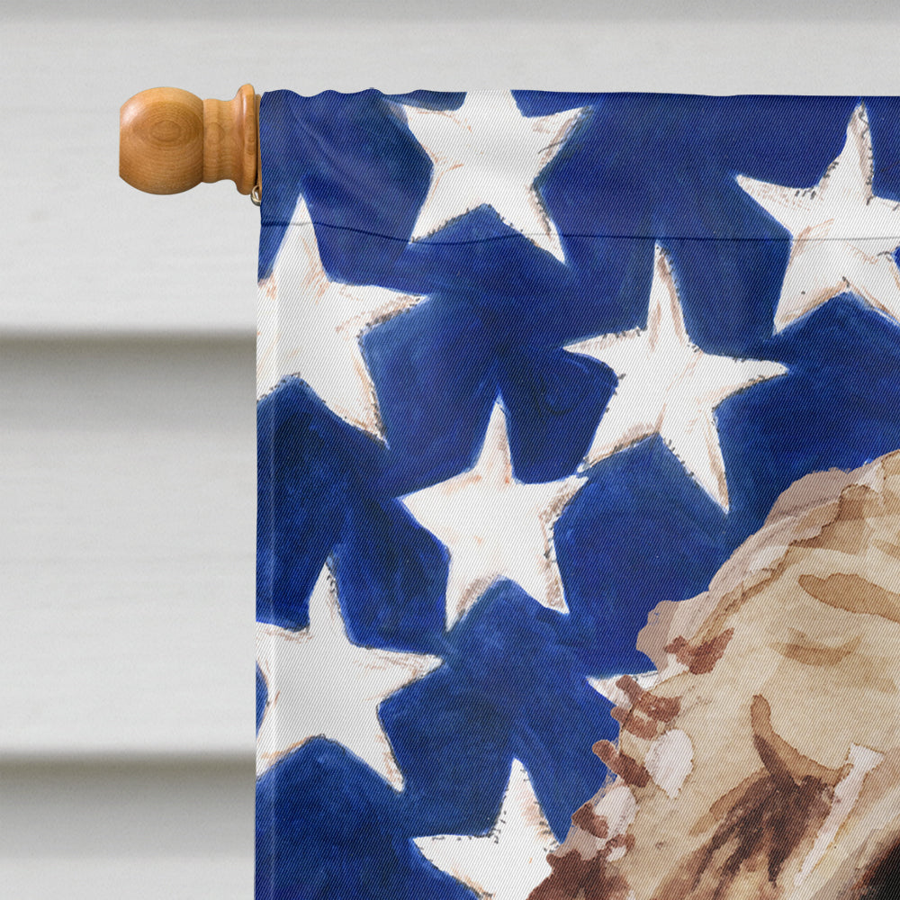 Brown Cockapoo Patriotic House Flag 28x40 Porch Sleeve Pole Decorative Outside Yard Banner Artwork Wall Hanging, Polyester