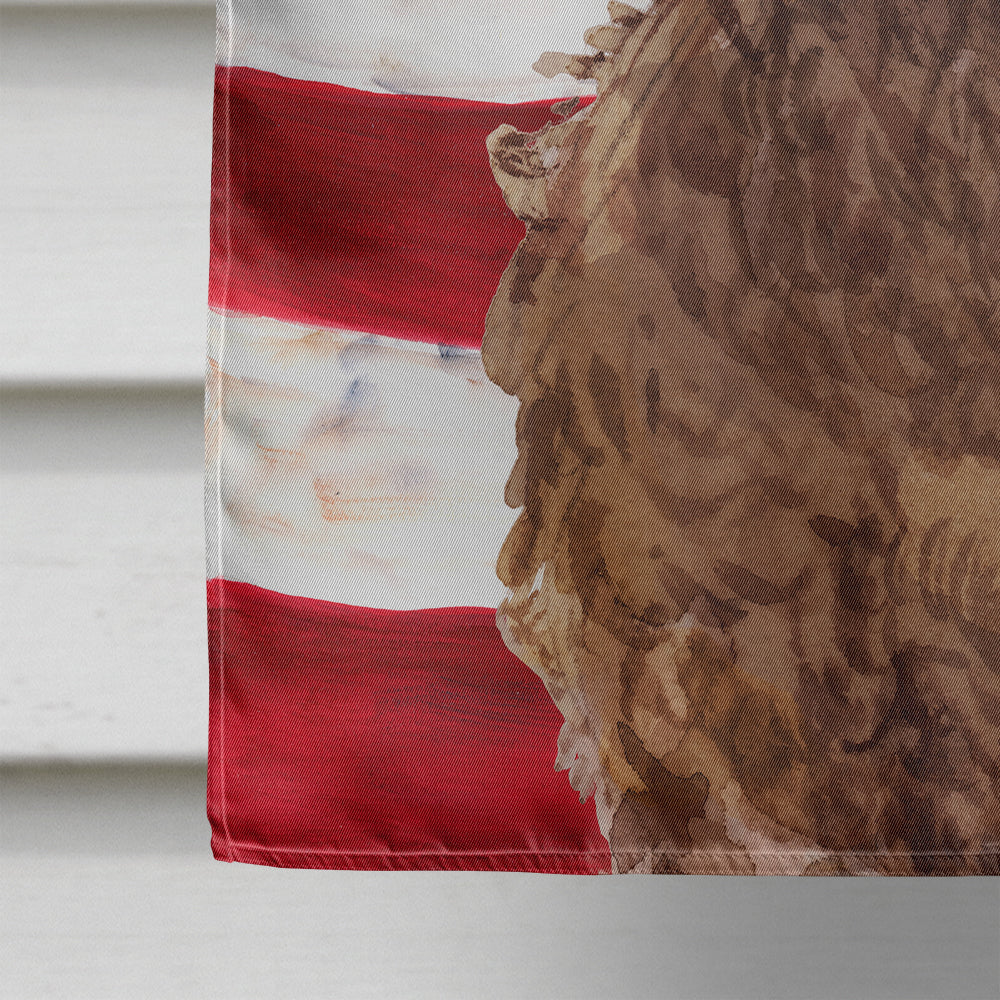 Brown Cockapoo Patriotic House Flag 28x40 Porch Sleeve Pole Decorative Outside Yard Banner Artwork Wall Hanging, Polyester