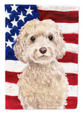 Champagne Cockapoo Patriotic House Flag 28x40 Porch Sleeve Pole Decorative Outside Yard Banner Artwork Wall Hanging, Polyester