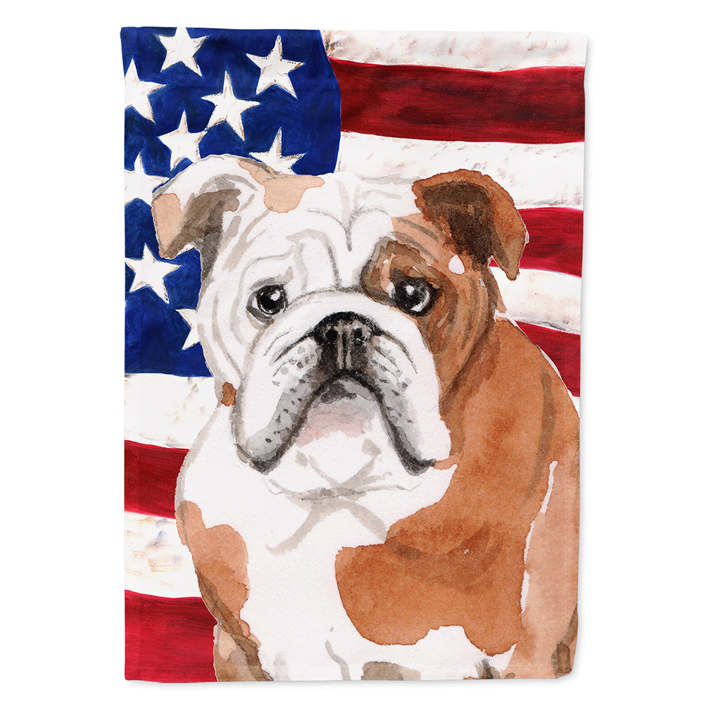 English Bulldog Patriotic House Flag 28x40 Porch Sleeve Pole Decorative Outside Yard Banner Artwork Wall Hanging, Polyester