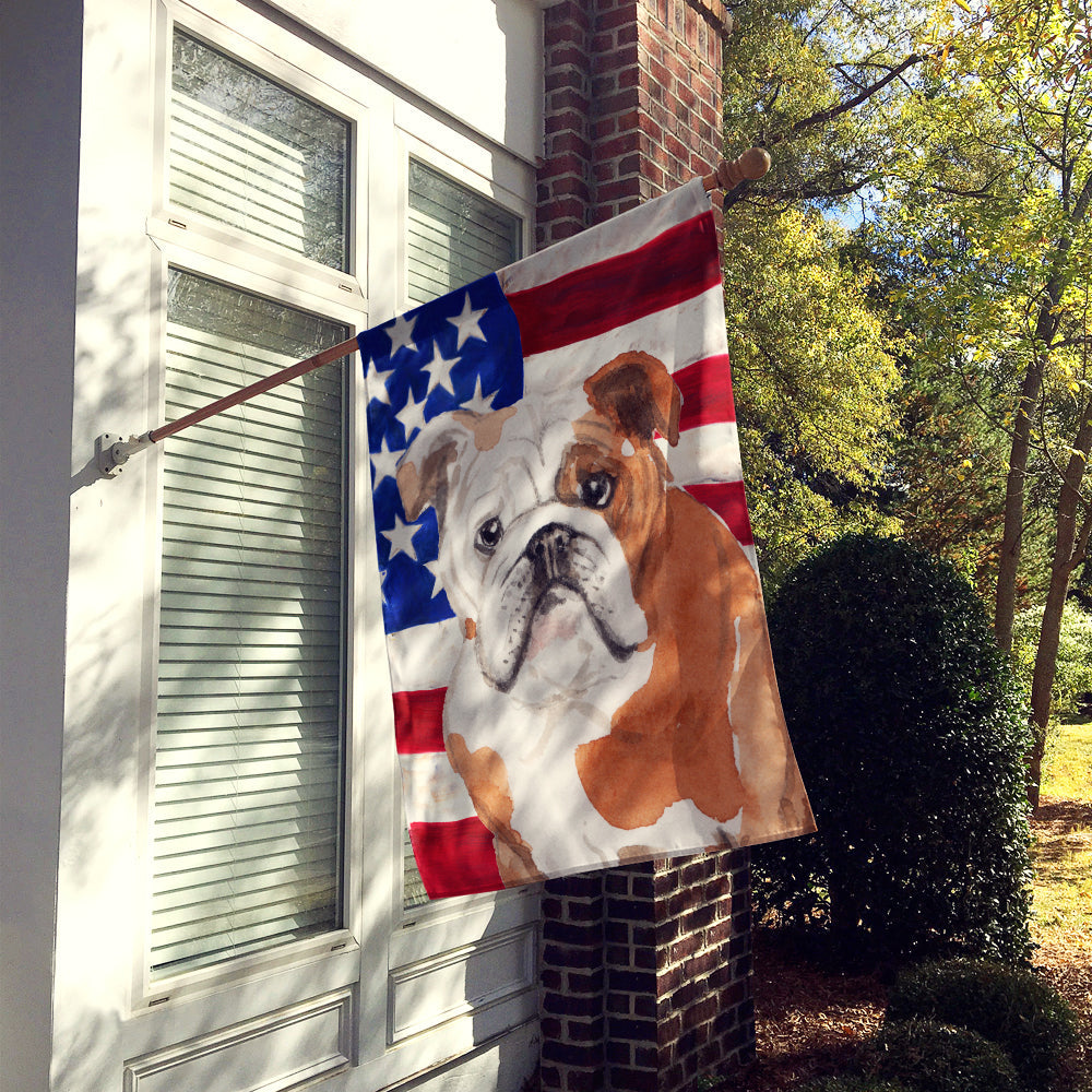English Bulldog Patriotic House Flag 28x40 Porch Sleeve Pole Decorative Outside Yard Banner Artwork Wall Hanging, Polyester