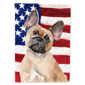 Fawn French Bulldog Patriotic House Flag 28x40 Porch Sleeve Pole Decorative Outside Yard Banner Artwork Wall Hanging, Polyester