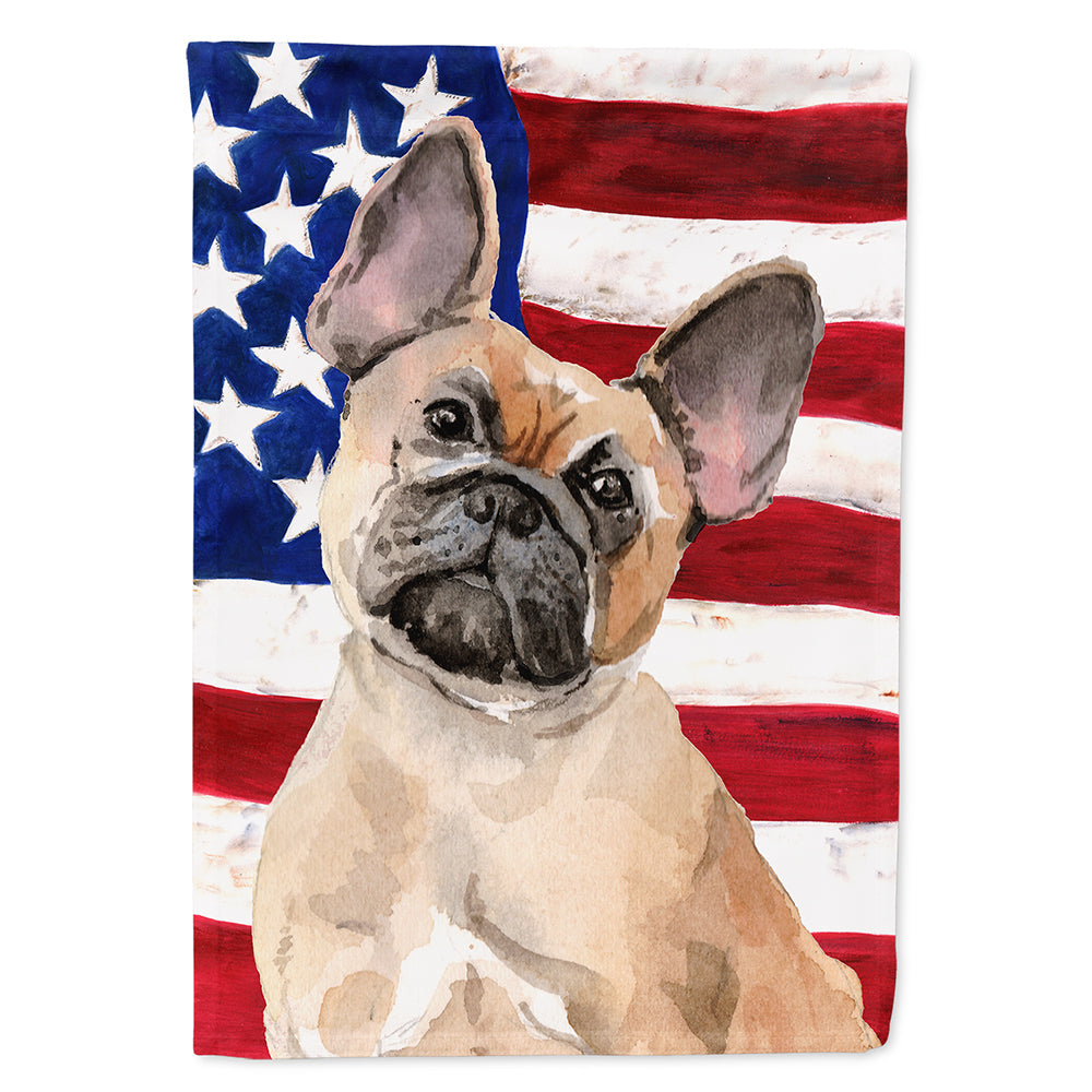 Fawn French Bulldog Patriotic House Flag 28x40 Porch Sleeve Pole Decorative Outside Yard Banner Artwork Wall Hanging, Polyester