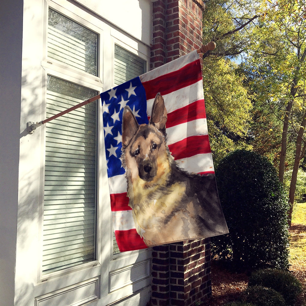 German Shepherd Patriotic House Flag 28x40 Porch Sleeve Pole Decorative Outside Yard Banner Artwork Wall Hanging, Polyester