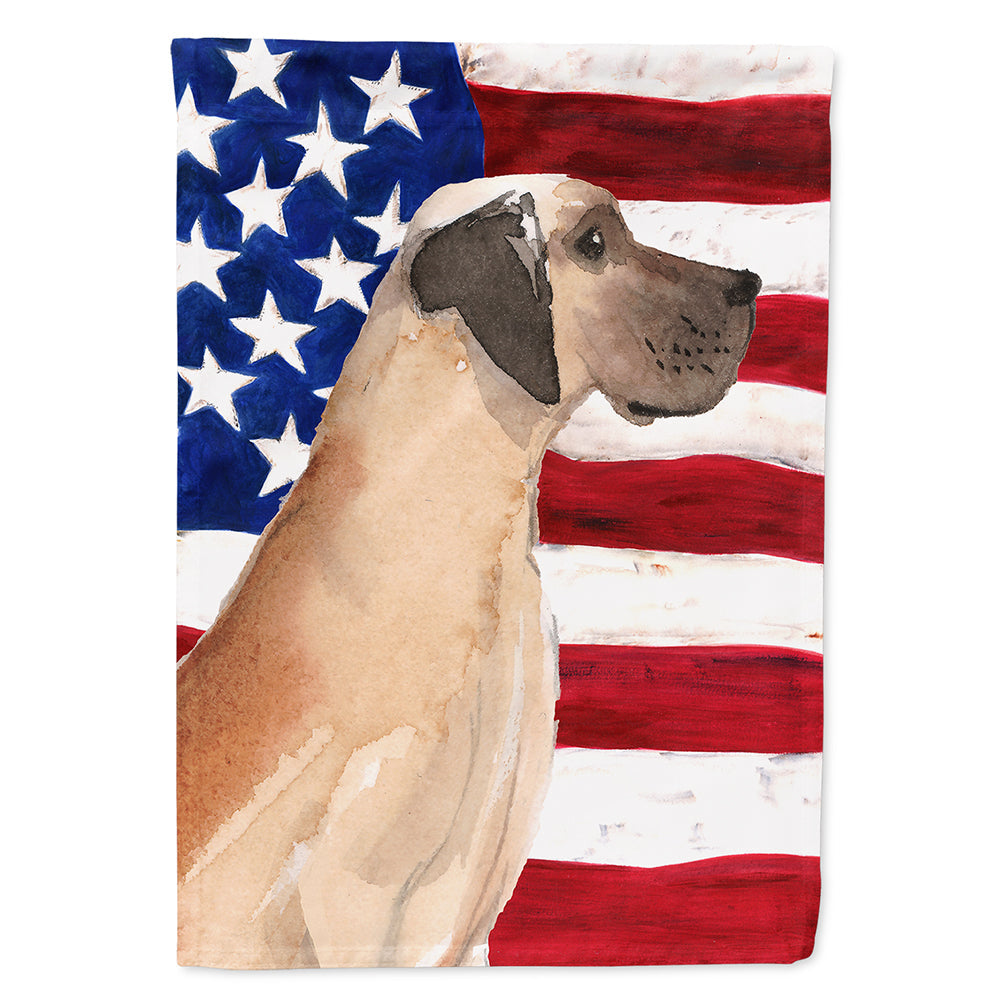 Fawn Natural Great Dane Patriotic House Flag 28x40 Porch Sleeve Pole Decorative Outside Yard Banner Artwork Wall Hanging, Polyester