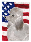 Grey Standard Poodle Patriotic House Flag 28x40 Porch Sleeve Pole Decorative Outside Yard Banner Artwork Wall Hanging, Polyester