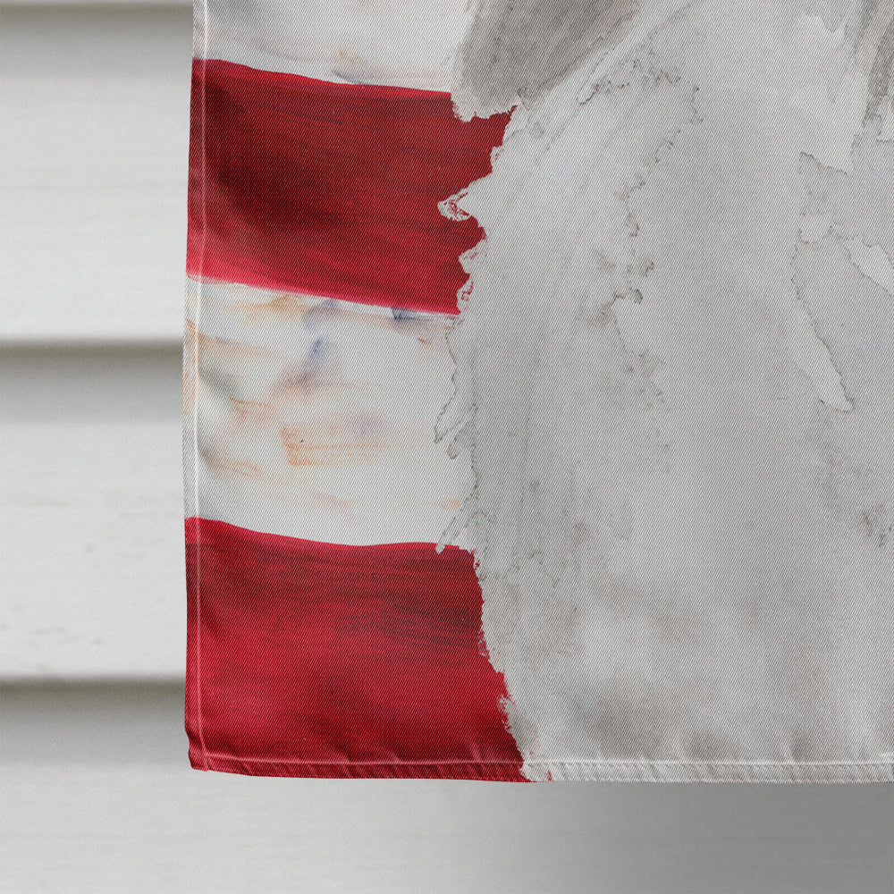 White Standard Poodle Patriotic House Flag 28x40 Porch Sleeve Pole Decorative Outside Yard Banner Artwork Wall Hanging, Polyester