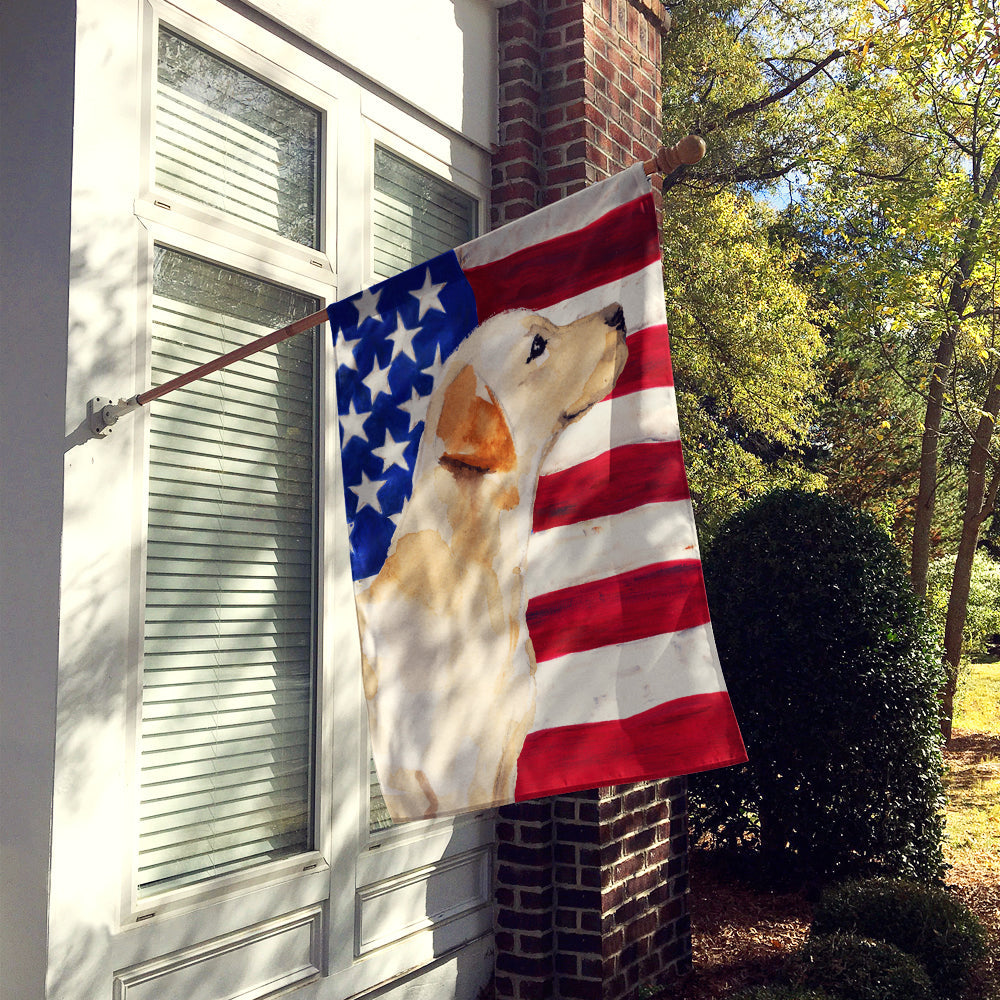 Yellow Labrador #2 Patriotic House Flag 28x40 Porch Sleeve Pole Decorative Outside Yard Banner Artwork Wall Hanging, Polyester