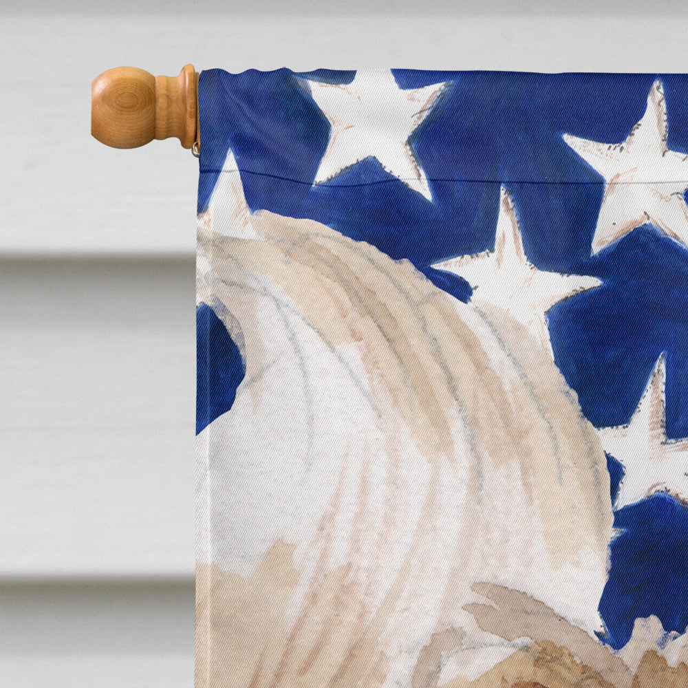 Pomeranian Patriotic House Flag 28x40 Porch Sleeve Pole Decorative Outside Yard Banner Artwork Wall Hanging, Polyester