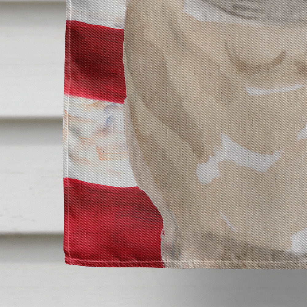 Fawn Pug Patriotic House Flag 28x40 Porch Sleeve Pole Decorative Outside Yard Banner Artwork Wall Hanging, Polyester