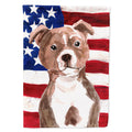 Red Staffie Bull Terrier Patriotic House Flag 28x40 Porch Sleeve Pole Decorative Outside Yard Banner Artwork Wall Hanging, Polyester