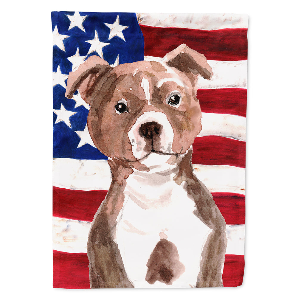 Red Staffie Bull Terrier Patriotic House Flag 28x40 Porch Sleeve Pole Decorative Outside Yard Banner Artwork Wall Hanging, Polyester