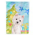 Westie Christmas House Flag 28x40 Porch Sleeve Pole Decorative Outside Yard Banner Artwork Wall Hanging, Polyester