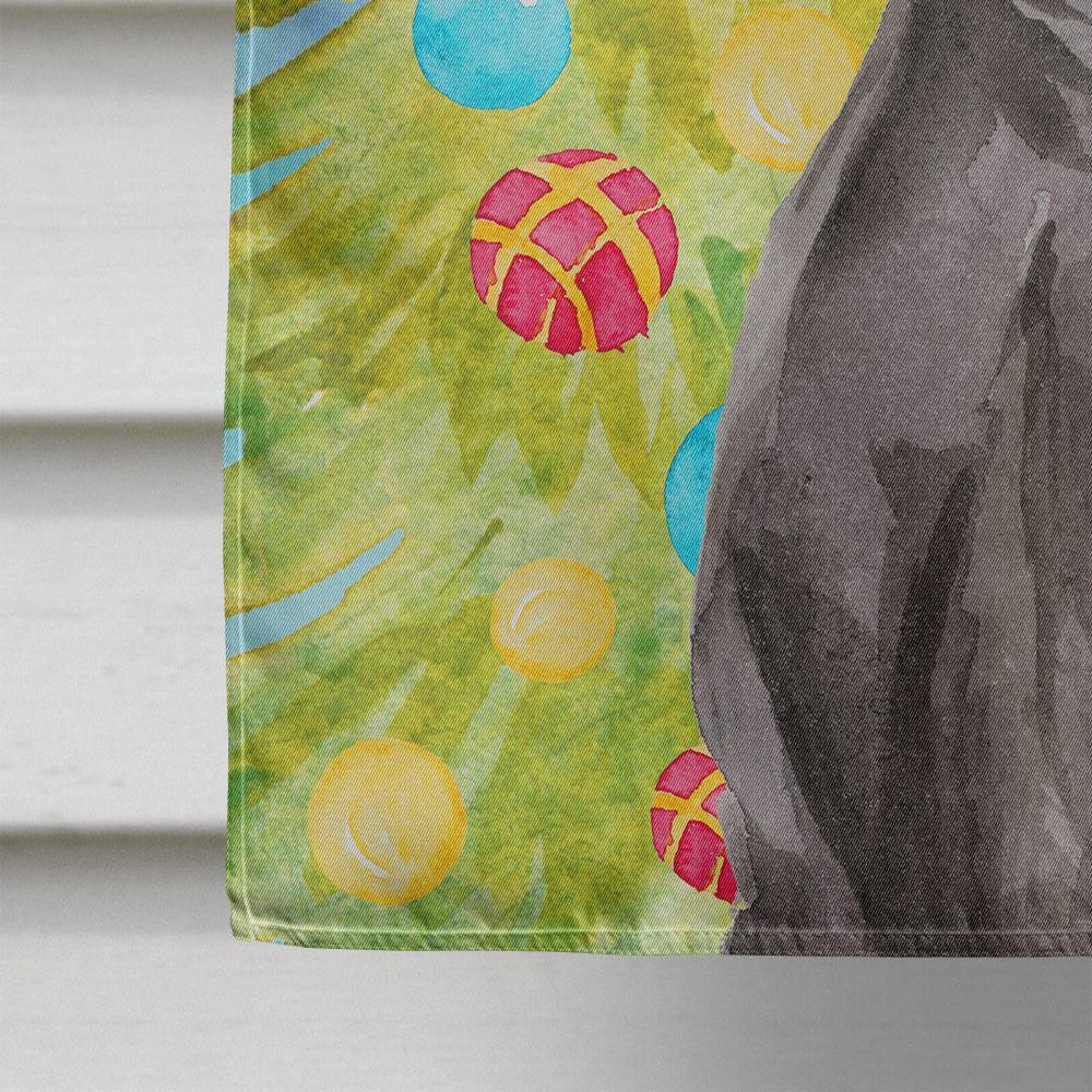 Black Labrador Christmas House Flag 28x40 Porch Sleeve Pole Decorative Outside Yard Banner Artwork Wall Hanging, Polyester