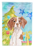 Brittany Spaniel Christmas House Flag 28x40 Porch Sleeve Pole Decorative Outside Yard Banner Artwork Wall Hanging, Polyester