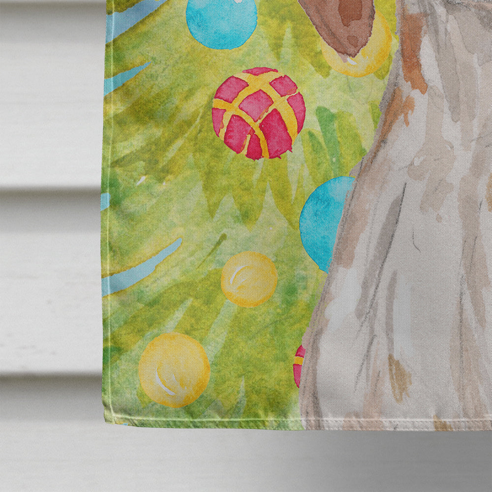 Brittany Spaniel Christmas House Flag 28x40 Porch Sleeve Pole Decorative Outside Yard Banner Artwork Wall Hanging, Polyester
