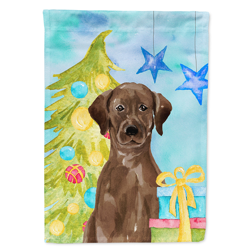 Chocolate Labrador Christmas House Flag 28x40 Porch Sleeve Pole Decorative Outside Yard Banner Artwork Wall Hanging, Polyester