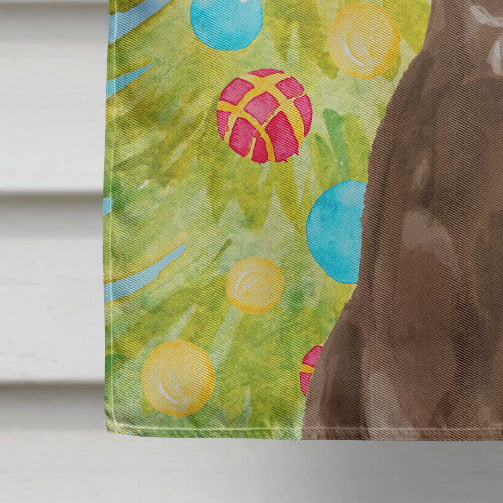 Chocolate Labrador Christmas House Flag 28x40 Porch Sleeve Pole Decorative Outside Yard Banner Artwork Wall Hanging, Polyester