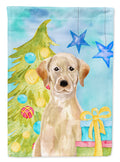 Yellow Labrador Christmas House Flag 28x40 Porch Sleeve Pole Decorative Outside Yard Banner Artwork Wall Hanging, Polyester