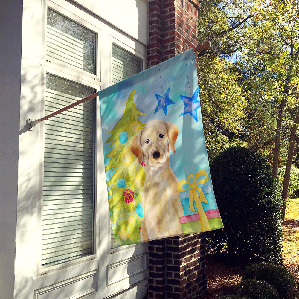 Yellow Labrador Christmas House Flag 28x40 Porch Sleeve Pole Decorative Outside Yard Banner Artwork Wall Hanging, Polyester