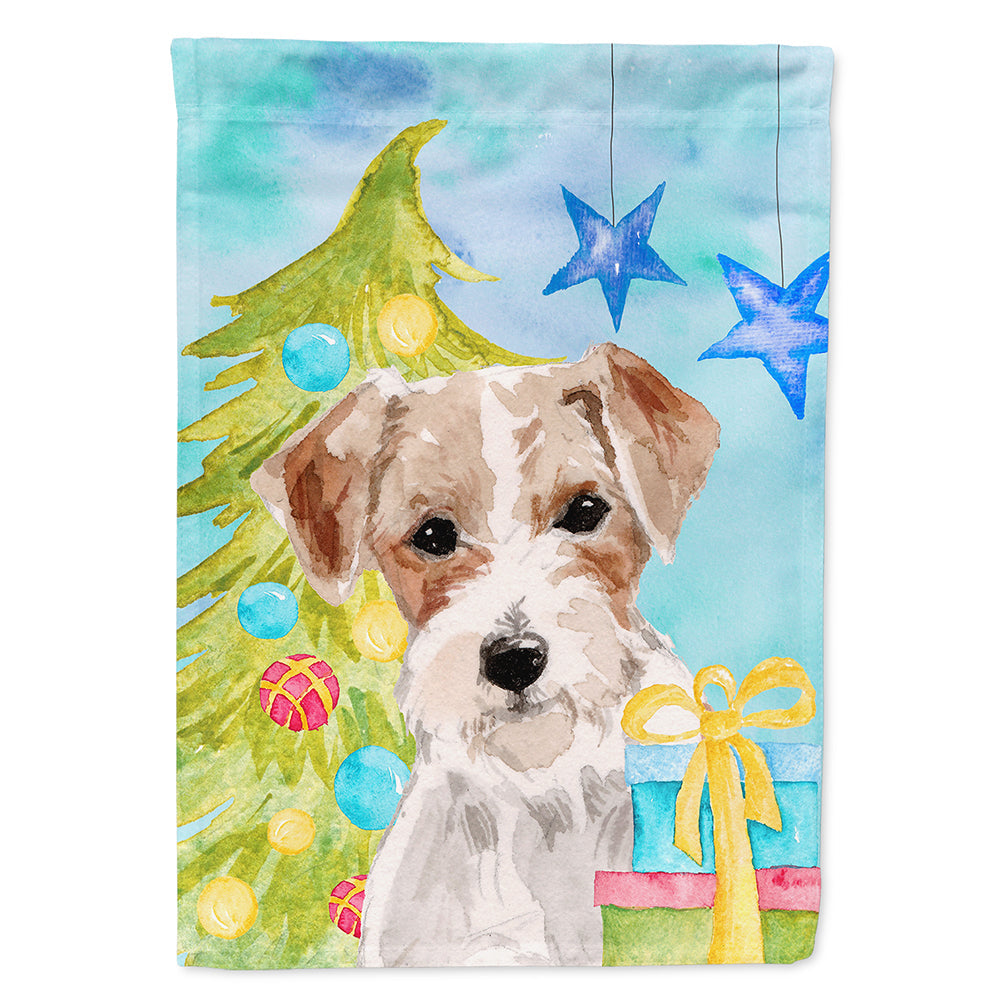 Wire Hair Jack Russell Christmas House Flag 28x40 Porch Sleeve Pole Decorative Outside Yard Banner Artwork Wall Hanging, Polyester
