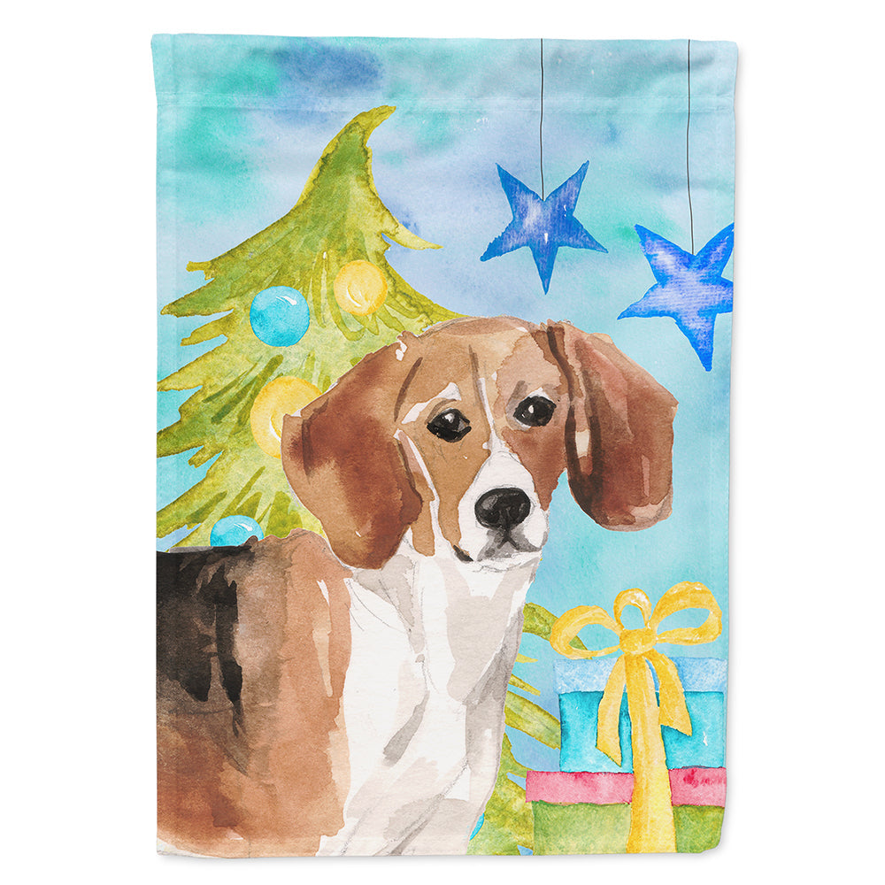 Beagle Christmas House Flag 28x40 Porch Sleeve Pole Decorative Outside Yard Banner Artwork Wall Hanging, Polyester