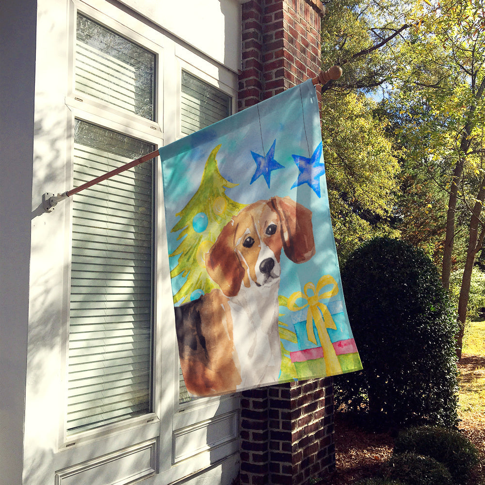 Beagle Christmas House Flag 28x40 Porch Sleeve Pole Decorative Outside Yard Banner Artwork Wall Hanging, Polyester