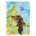Black and Tan Dachshund Christmas House Flag 28x40 Porch Sleeve Pole Decorative Outside Yard Banner Artwork Wall Hanging, Polyester