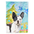 Black White French Bulldog Christmas House Flag 28x40 Porch Sleeve Pole Decorative Outside Yard Banner Artwork Wall Hanging, Polyester