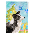 Border Collie Christmas House Flag 28x40 Porch Sleeve Pole Decorative Outside Yard Banner Artwork Wall Hanging, Polyester