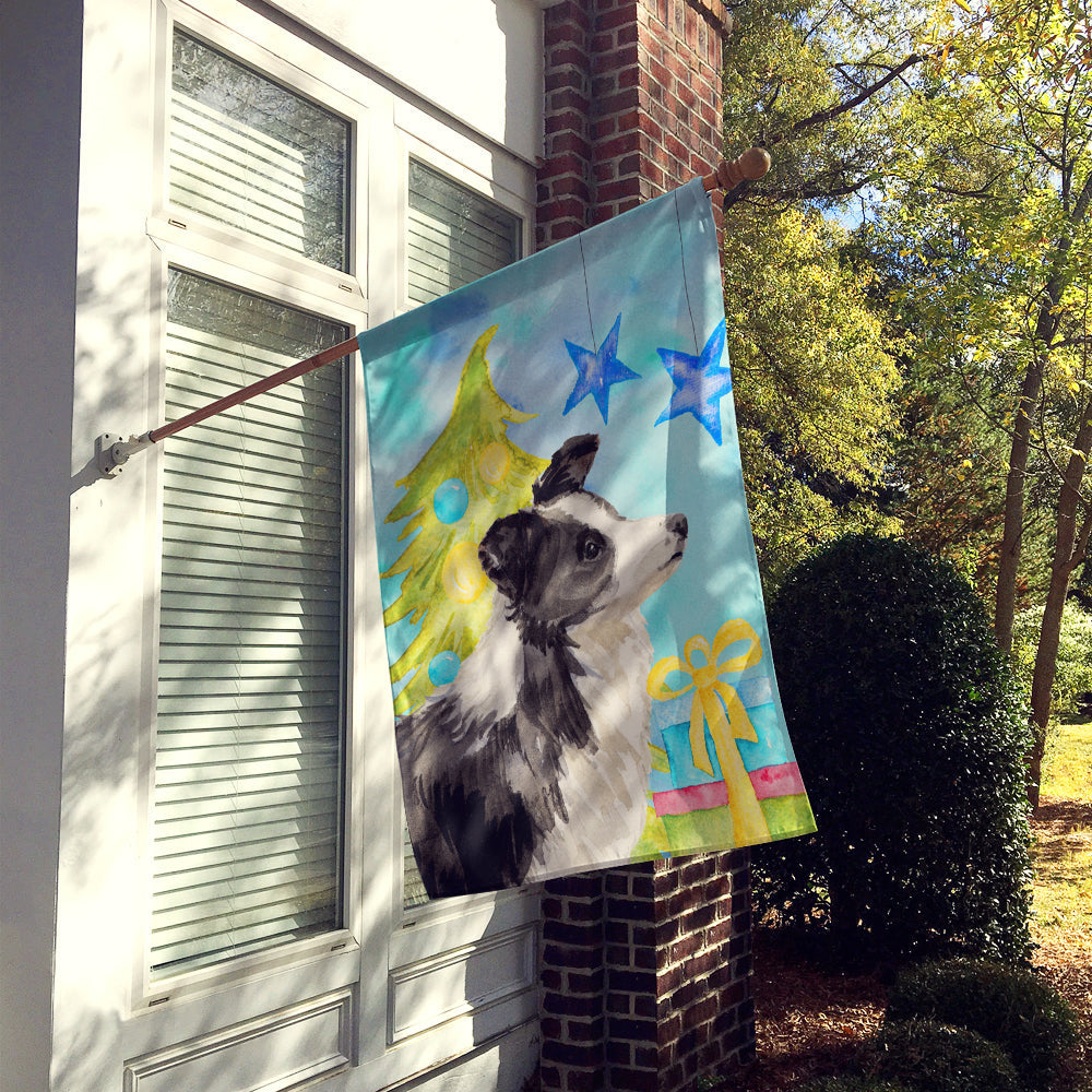 Border Collie Christmas House Flag 28x40 Porch Sleeve Pole Decorative Outside Yard Banner Artwork Wall Hanging, Polyester