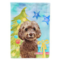 Brown Cockapoo Christmas House Flag 28x40 Porch Sleeve Pole Decorative Outside Yard Banner Artwork Wall Hanging, Polyester