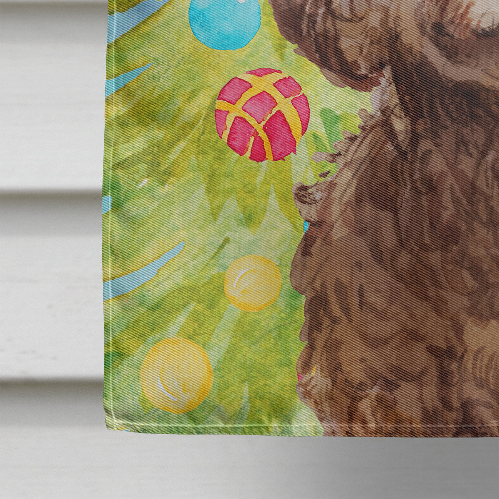 Brown Cockapoo Christmas House Flag 28x40 Porch Sleeve Pole Decorative Outside Yard Banner Artwork Wall Hanging, Polyester