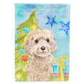Champagne Cockapoo Christmas House Flag 28x40 Porch Sleeve Pole Decorative Outside Yard Banner Artwork Wall Hanging, Polyester