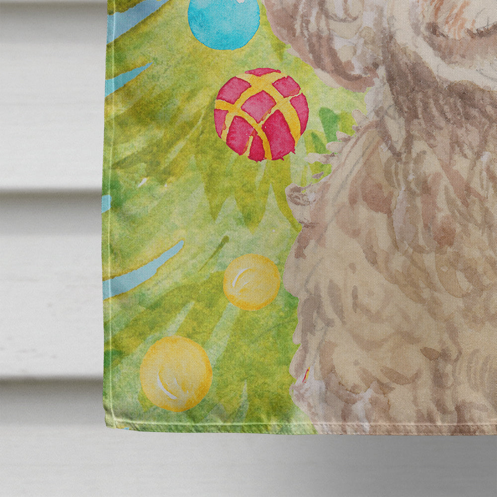 Champagne Cockapoo Christmas House Flag 28x40 Porch Sleeve Pole Decorative Outside Yard Banner Artwork Wall Hanging, Polyester