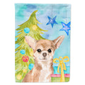 Chihuahua Christmas House Flag 28x40 Porch Sleeve Pole Decorative Outside Yard Banner Artwork Wall Hanging, Polyester