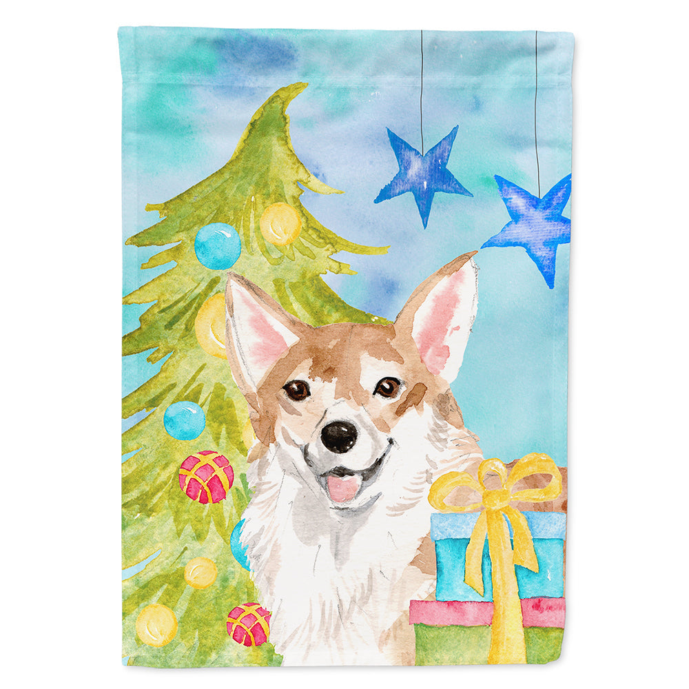 Corgi Christmas House Flag 28x40 Porch Sleeve Pole Decorative Outside Yard Banner Artwork Wall Hanging, Polyester