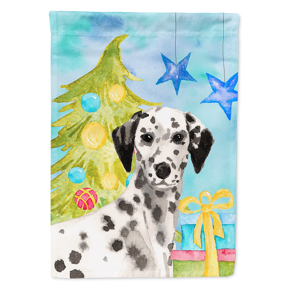 Dalmatian Christmas House Flag 28x40 Porch Sleeve Pole Decorative Outside Yard Banner Artwork Wall Hanging, Polyester