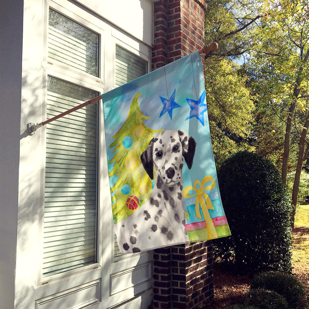 Dalmatian Christmas House Flag 28x40 Porch Sleeve Pole Decorative Outside Yard Banner Artwork Wall Hanging, Polyester