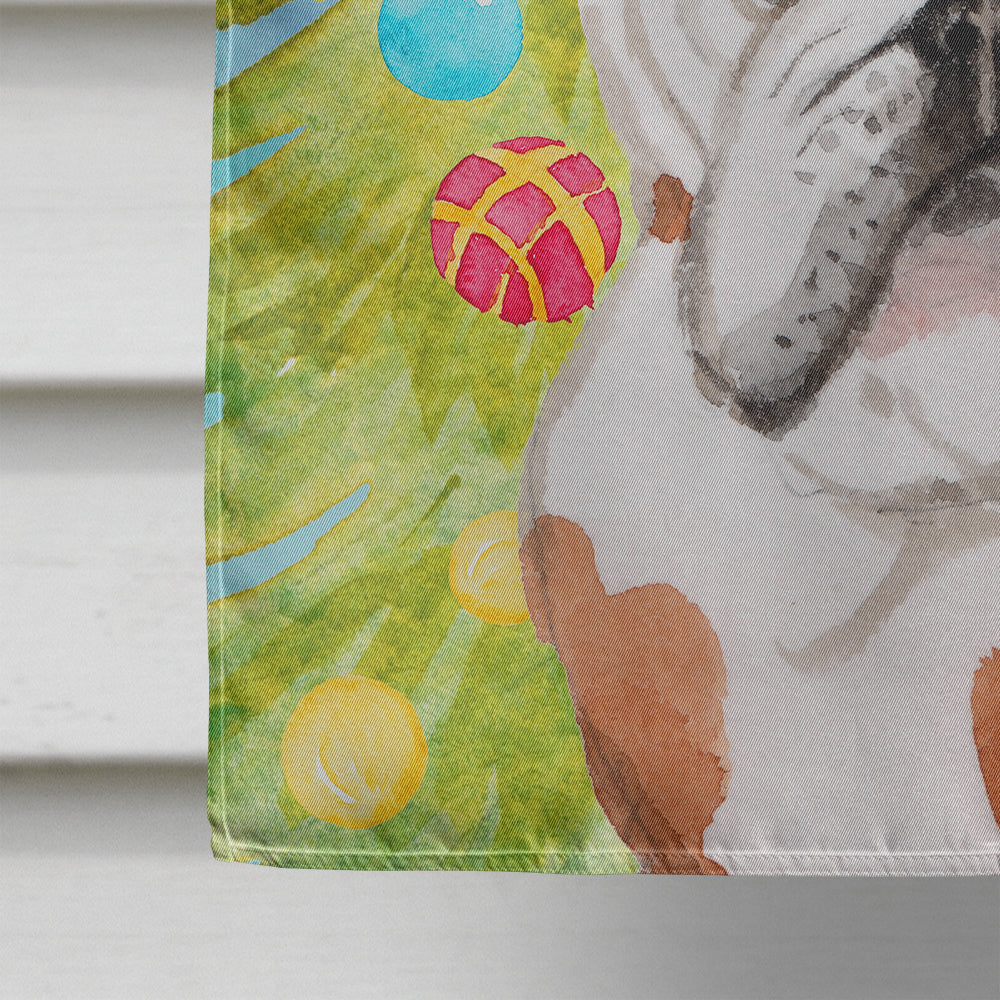 English Bulldog Christmas House Flag 28x40 Porch Sleeve Pole Decorative Outside Yard Banner Artwork Wall Hanging, Polyester