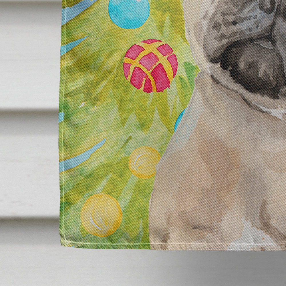 Fawn French Bulldog Christmas House Flag 28x40 Porch Sleeve Pole Decorative Outside Yard Banner Artwork Wall Hanging, Polyester