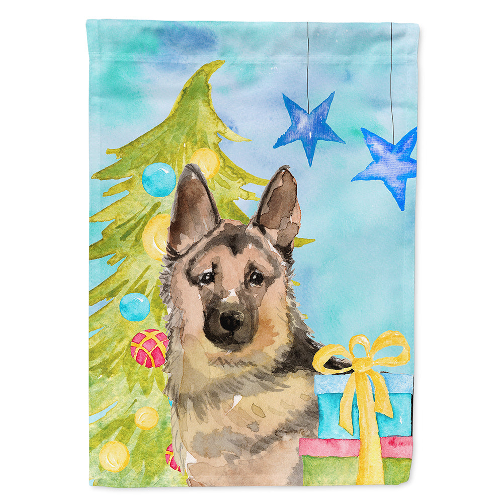 German Shepherd Christmas House Flag 28x40 Porch Sleeve Pole Decorative Outside Yard Banner Artwork Wall Hanging, Polyester